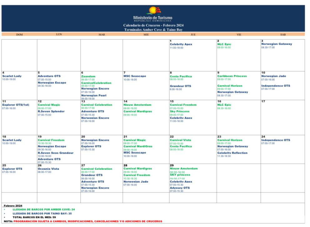 Programa de llegada de cruceros 